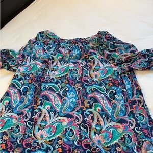 Talbots Blue and Purple Off-the-Shoulder Sundress